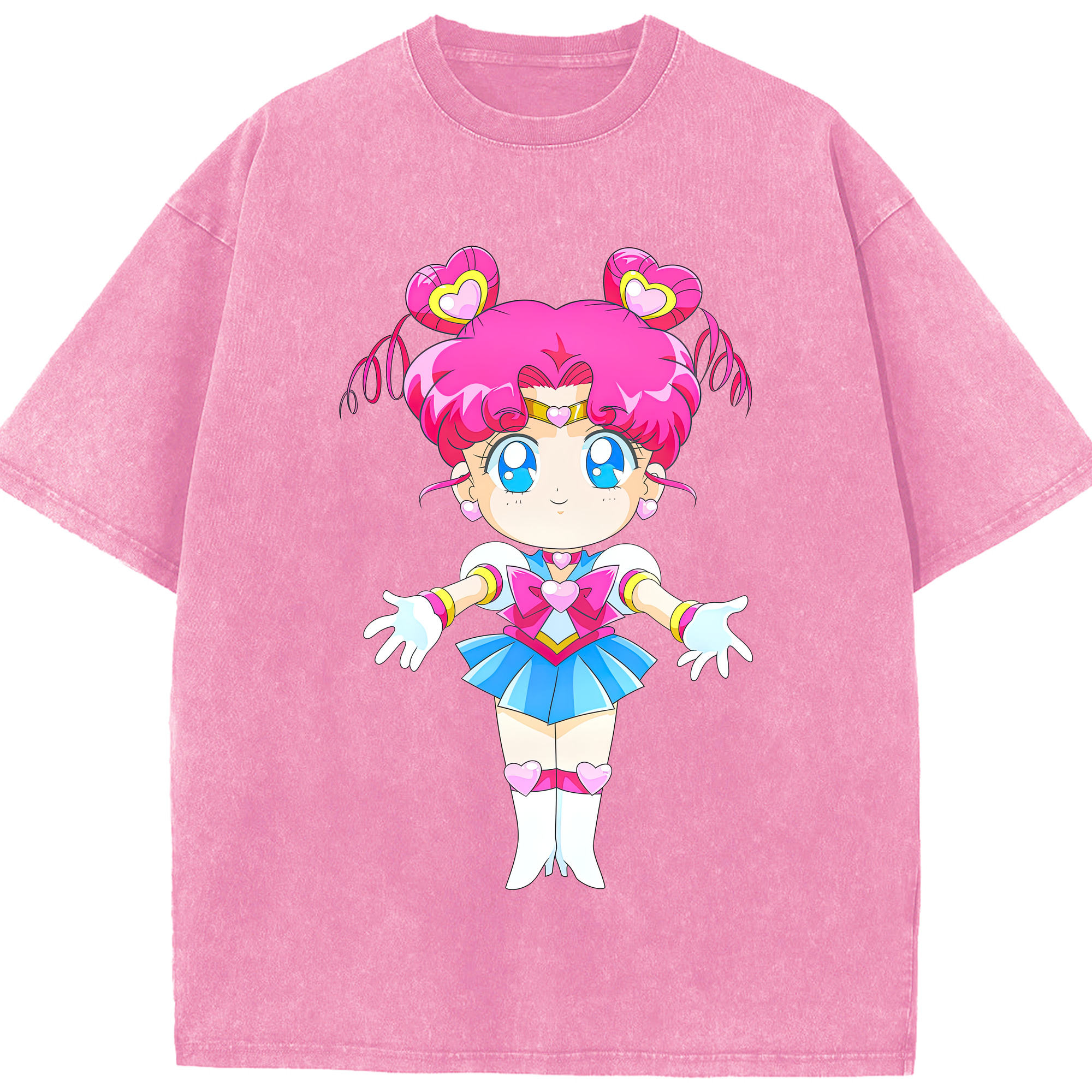 （画像用） 美少女戦士セーラームーン ちびうさ Sailor Moon Chibiusa Tsukino Usagi Small Lady Serenity 綿100% ヴィンテージ風 半袖Tシャツ（フロントプリント）